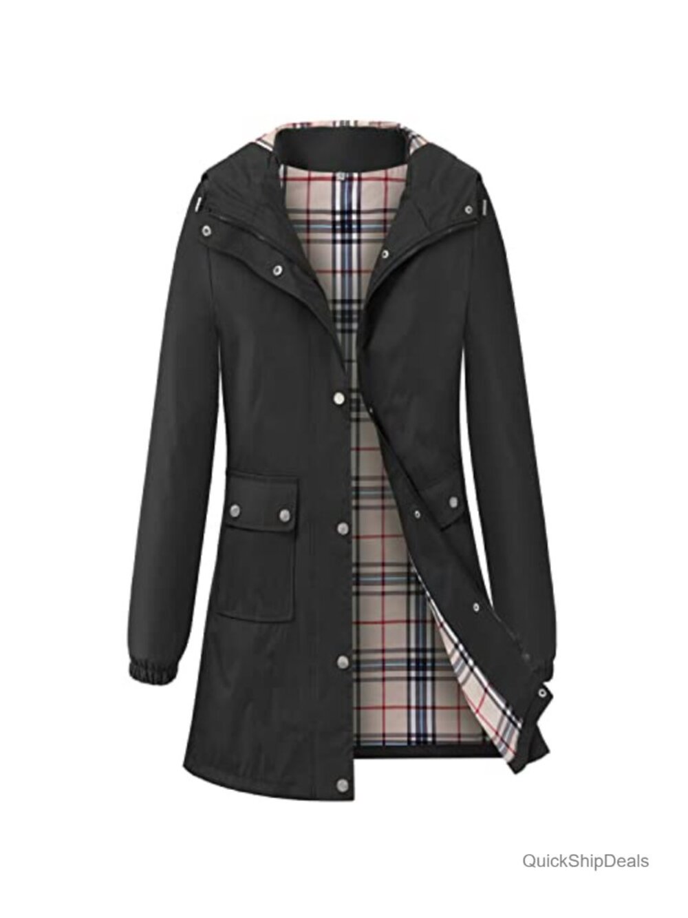 Polyster Spandex Long Raincoat with Hood